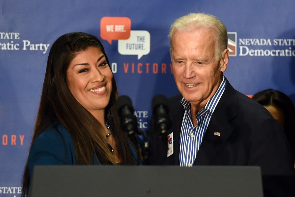 Lucy Flores said Joe Biden was too physical with her at a campaign event. File photo: AFP