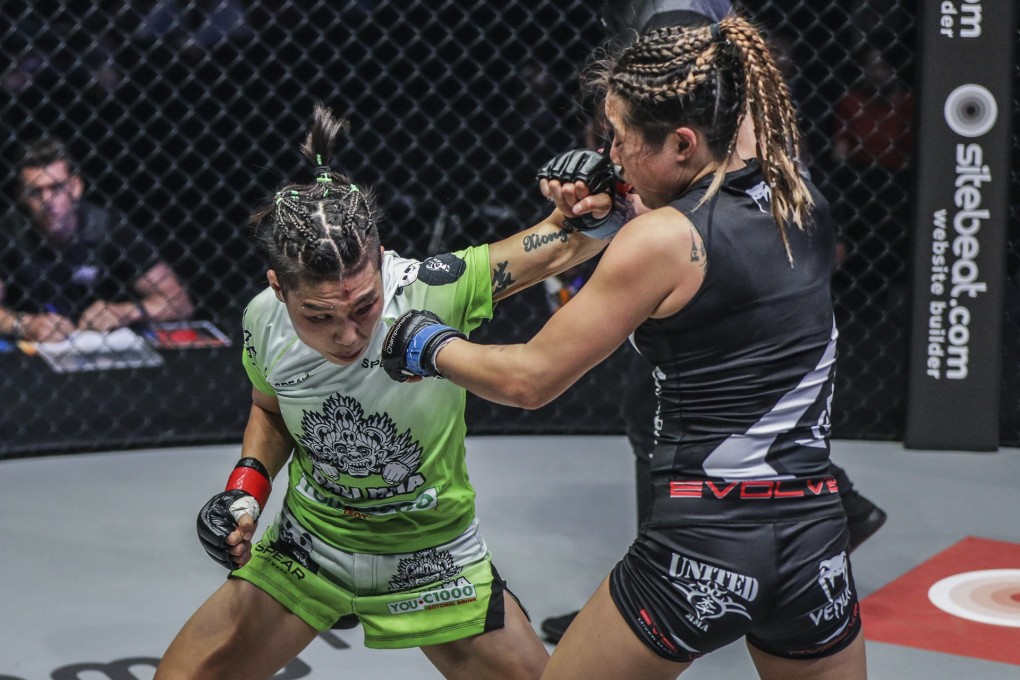 Angela Lee is on the defensive against China’s Xiong Jingnan in One Championship: A New Era in Tokyo. Photos: One Championship