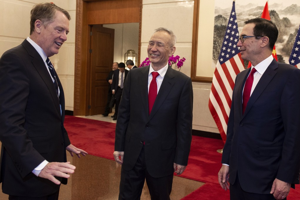 US trade representative Robert Lighthizer (left), China's Vice-Premier Liu He and US Treasury Secretary Steven Mnuchin met in Beijing last week for the latest round of trade talks. Photo: EPA