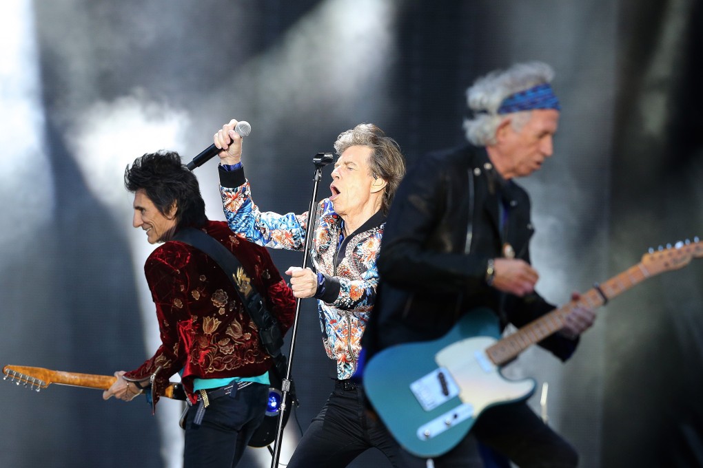 Mick Jagger (centre), Keith Richards (right) and Ronnie Wood (left) perform during The Rolling Stones “No Filter” tour in Old Trafford stadium in Manchester on June 5, 2018. Photo: EPA