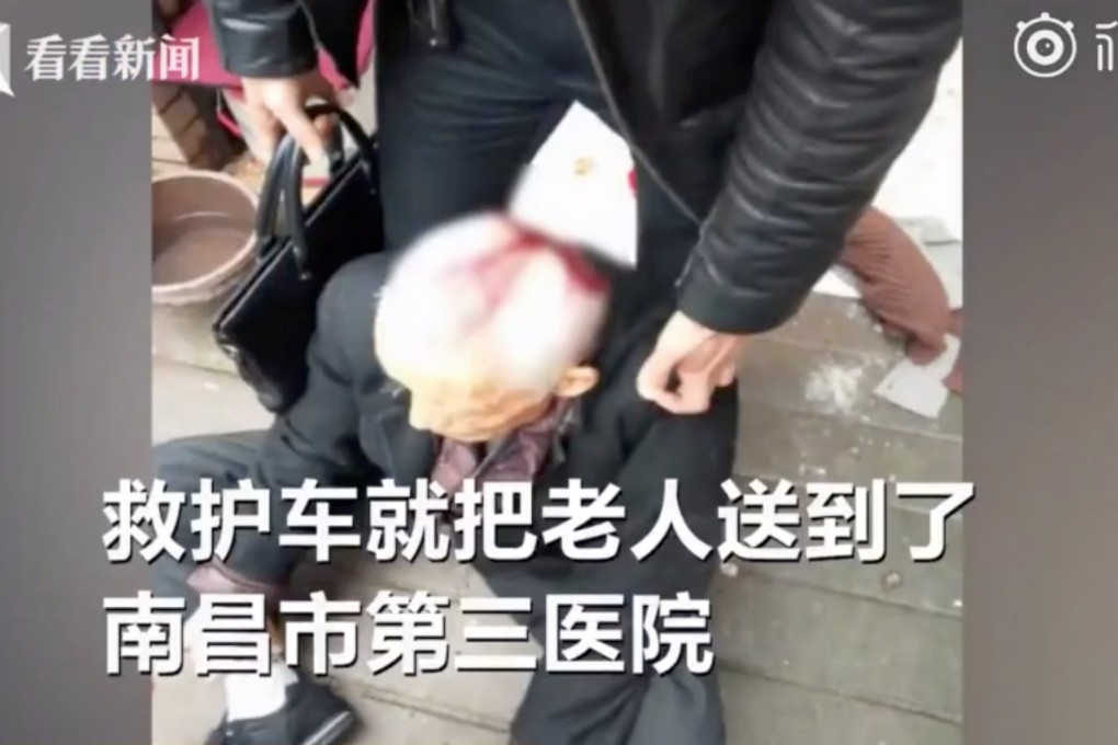 Yang had been taking a stroll when he was struck by the falling bike. Photo: Weibo