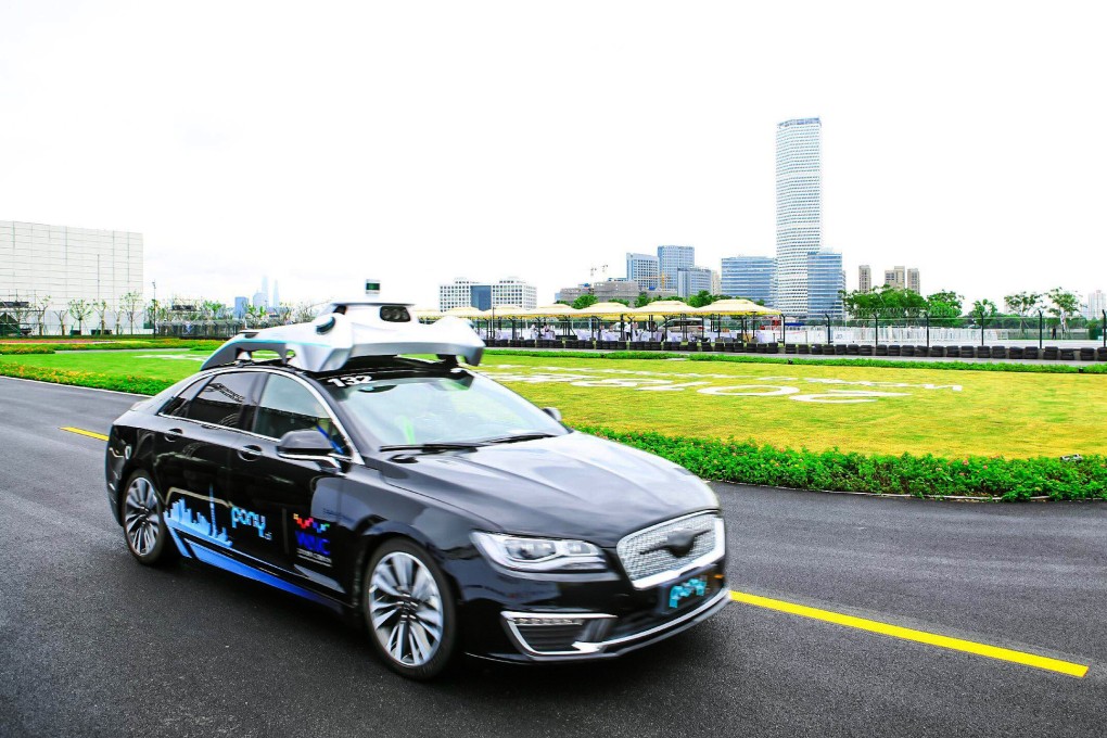 An autonomous car refitted by Pony.ai seen driving itself outside the venue of WAIC (World Artificial Intelligence Conference). Photo: Handout