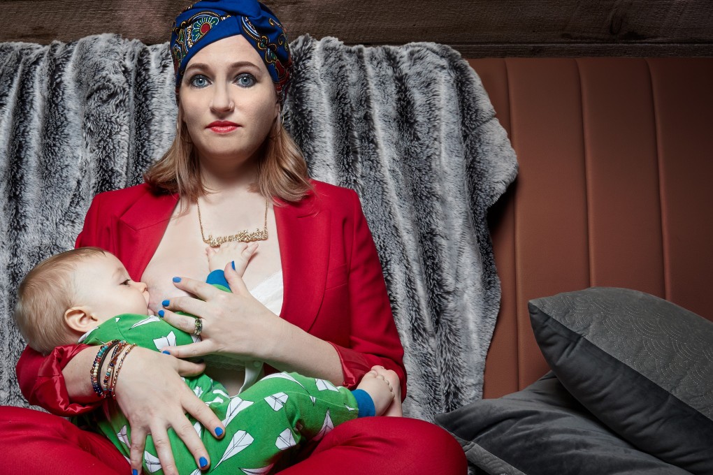 Alex Campion takes part in the #PumpItUp photo shoot in Hong Kong to promote breastfeeding in public. Photo: Brian Smeets