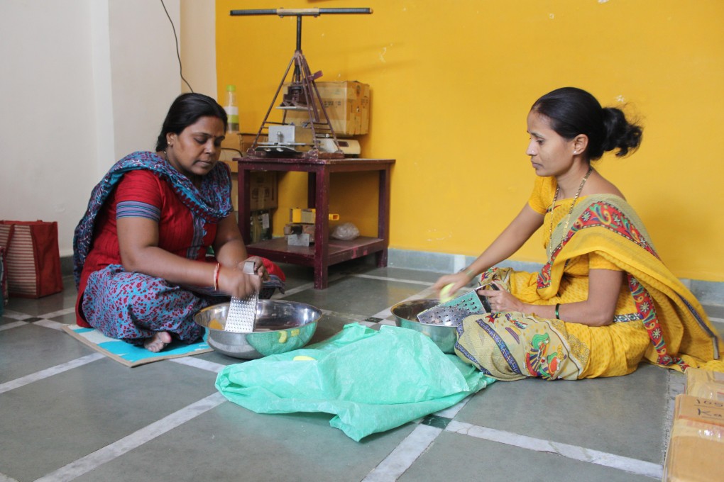 Hotel soap is grated and pressed into new bars by village women in western India. The bars are given to impoverished children and schools, and have improved personal hygiene and reduced disease. Photo: Priti Salian