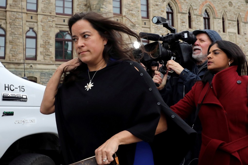 Former Canadian attorney general and justice minister Jody Wilson-Raybould leaves Parliament Hill in Ottawa on Wednesday. Photo: Reuters