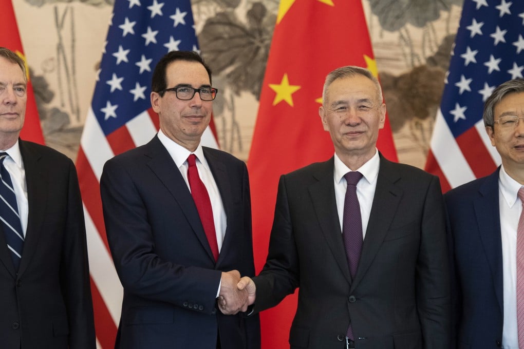 Talks continue, as (from the left) US Trade Representative Robert Lighthizer and Treasury Secretary Steven Mnuchin meet Chinese Vice-Premier Liu He and central bank governor Yi Gang at the Diaoyutai State Guesthouse in Beijing on March 29. Photo: EPA-EFE