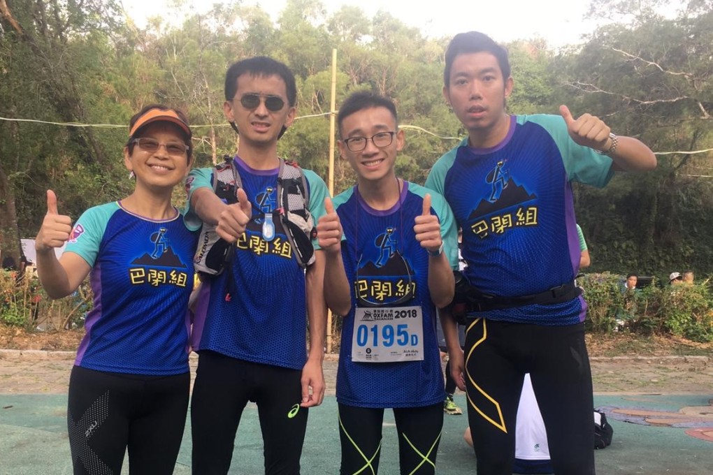 (From left) Dr Rachel Poon Mak Sui-man with Wu Man-hang, Leung Hok-hin and Lam Pok-yin preparing for Oxfam Trailwalker. They are off to run the Marathon des Sables. Photo: Handout
