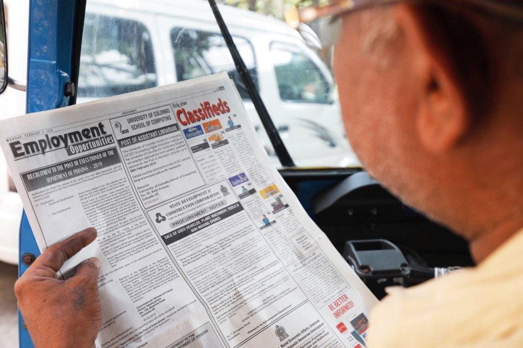 A Sri Lanka newspaper advertisement for the job of hangman. Photo: Reuters