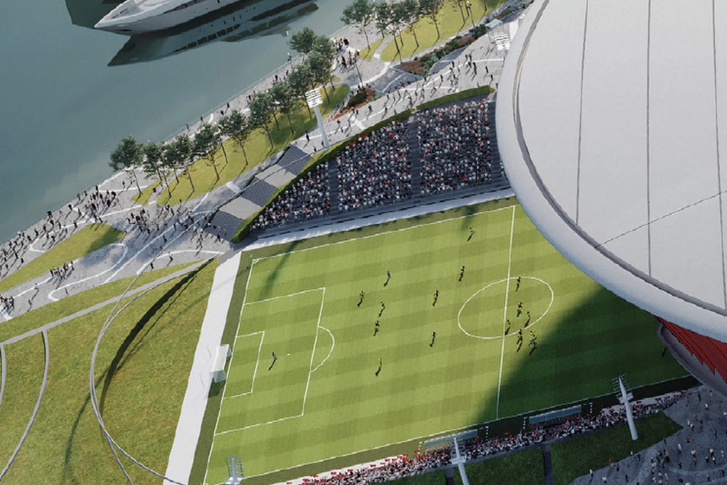 The retractable natural grass pitch provided the X factor in Guangzhou R&F’s design for the new Kai Tak Sports Park. Photo: SCMP