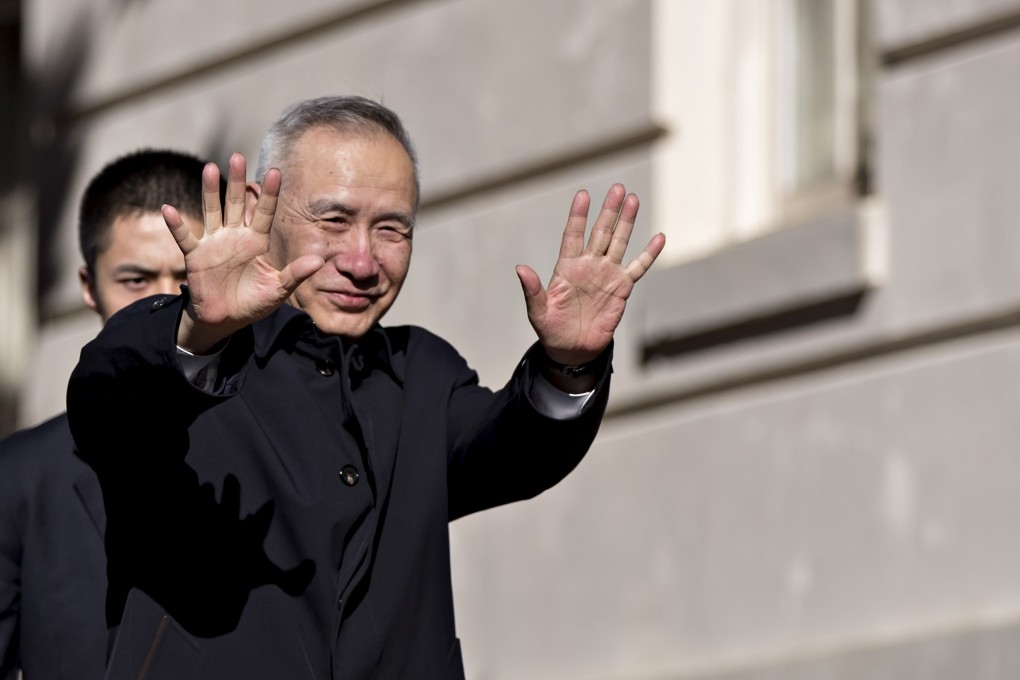Liu He waves to members of the media as he arrives at the office of the US Trade Representative in Washington. Photo: Bloomberg