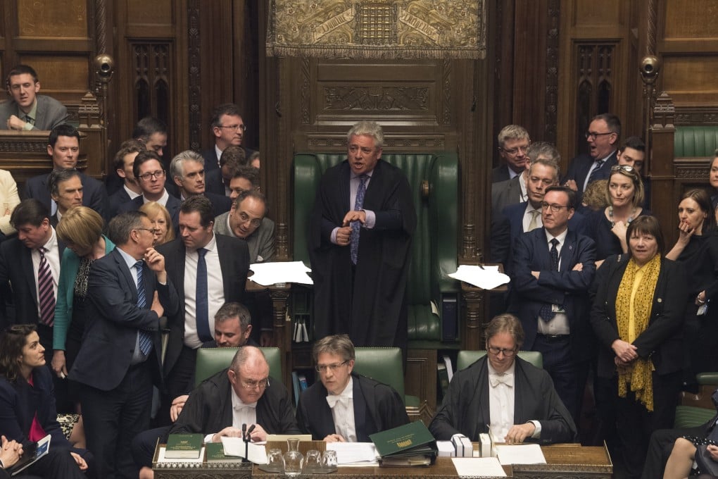 A handout photo made available by the UK Parliament shows Speaker of the House of Commons John Bercow (centre) speaking during a debate on the second reading of the European Union Withdrawal bill, proposed by Labour MP Yvette Cooper, in the House of Commons in London on Wednesday. Photo: EPA