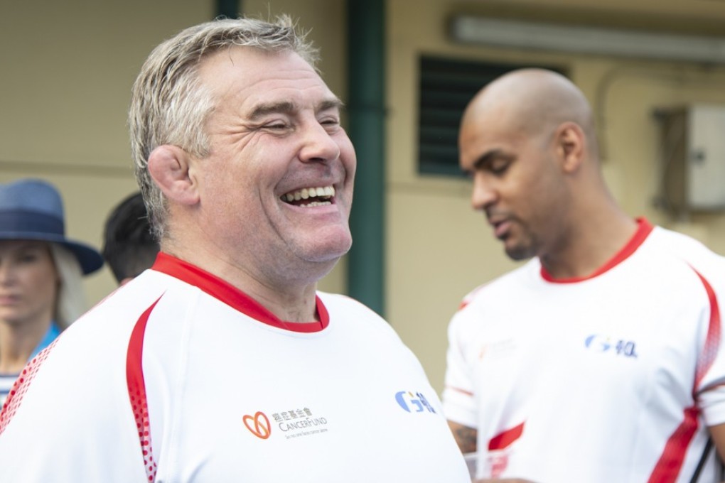 Jason ‘Funbus’ Leonard was notorious for enjoy a beer after the game. He took to the field with other rugby legends to tackle cancer. Photos: August Liu/Clique Visua