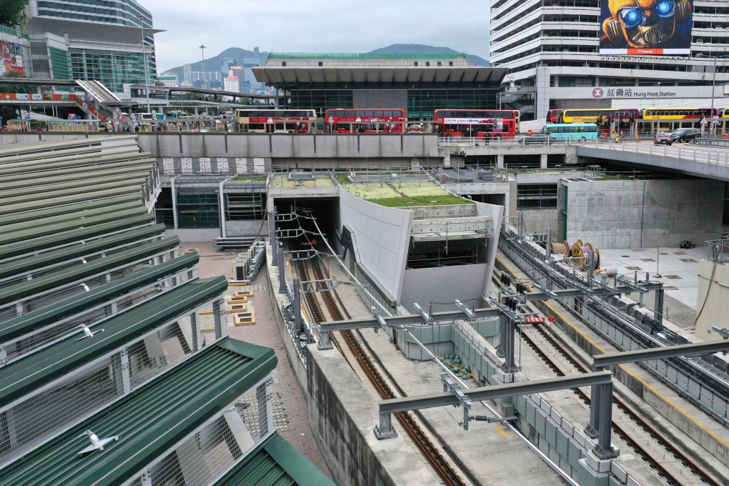 Aerial drone view of the Hung Hom MTR station on the Sha Tin-Central link. Photo: Winson Wong