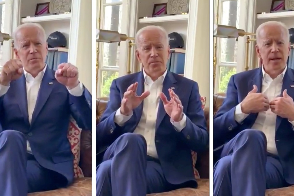 Screenshots from former US vice-president Joe Biden’s ‘apology’ video. Photo: Joe Biden/Reuters