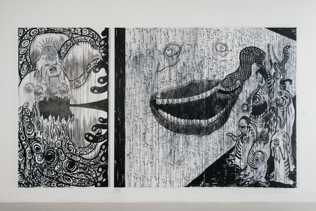 Wong Gu, Zi Jau Geng, Coeng Cin Gwai, by Oscar Chan, is part of Lu Xun's 's collection on show at the 5th Collectors' Contemporary Collaboration at the Hong Kong Arts Centre. Photo: Hong Kong Arts Centre