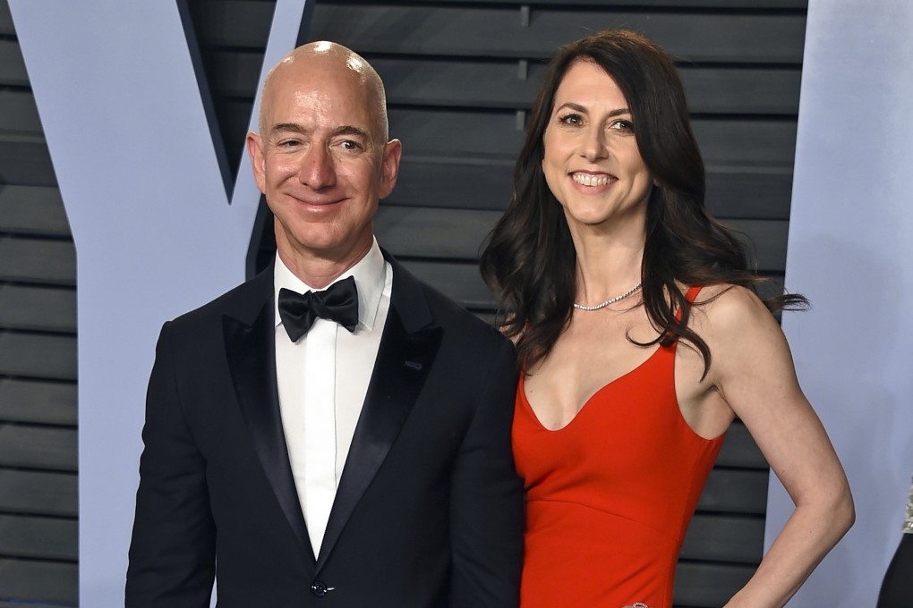 Jeff Bezos and wife MacKenzie Bezos arrive at the Vanity Fair Oscar party in Beverly Hills, California, in March 2018. Photo: AP