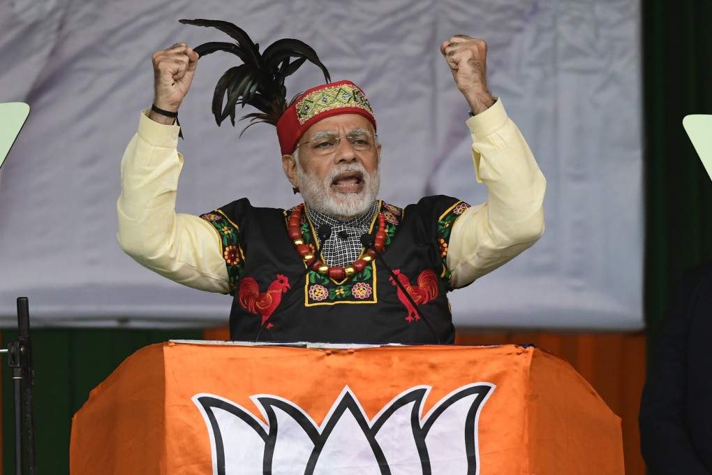 Indian Prime Minister Narendra Modi addresses a public rally in Shillong, Meghalaya state. Photo: EPA-EFE