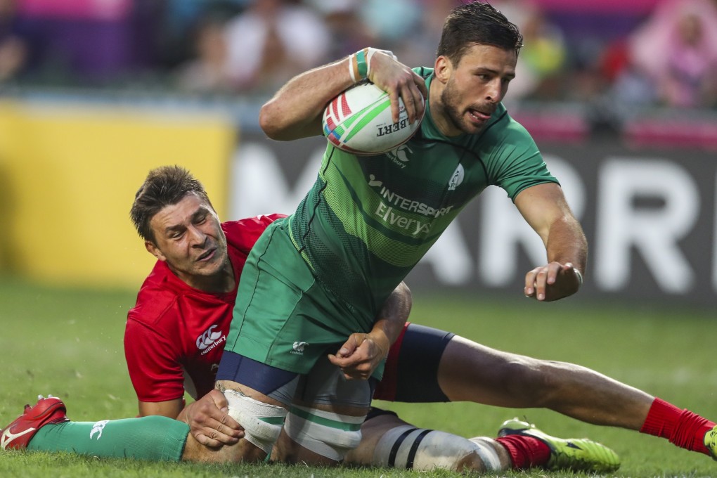Harry McNulty of Ireland scores a try. Photo: Winson Wong