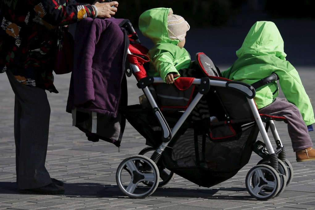 Two babies in a stroller in Beijing. Babytree is also banking on a boost from second child births in mainland China. Photo: Reuters