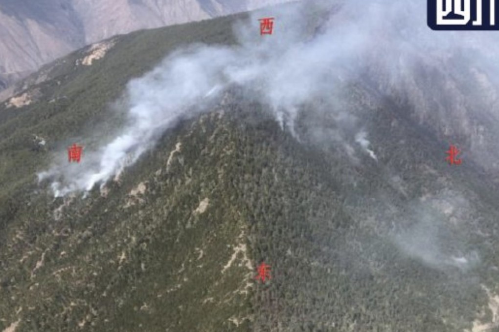 A deadly fire on a mountainside in southwest China reignited on Saturday afternoon. Photo: Thepaper.cn