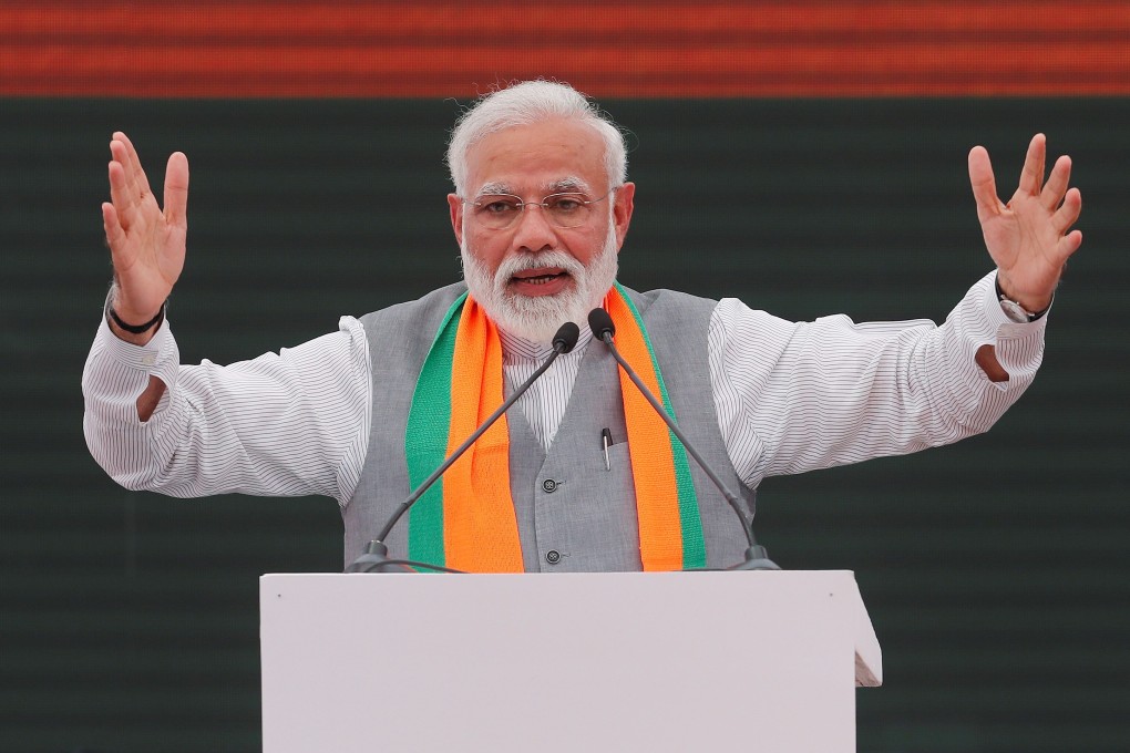 Indian PM Narendra Modi speaks after releasing the BJP’s election manifesto. Photo: Reuters