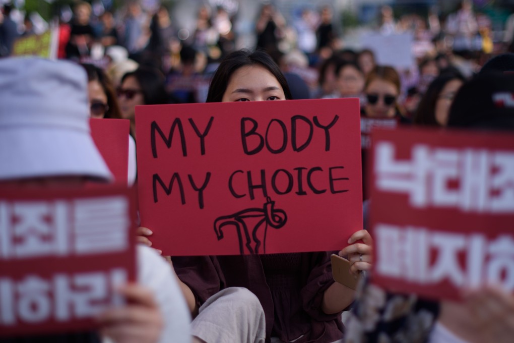 People in Seoul protest against the nation’s abortion laws. Photo: AFP