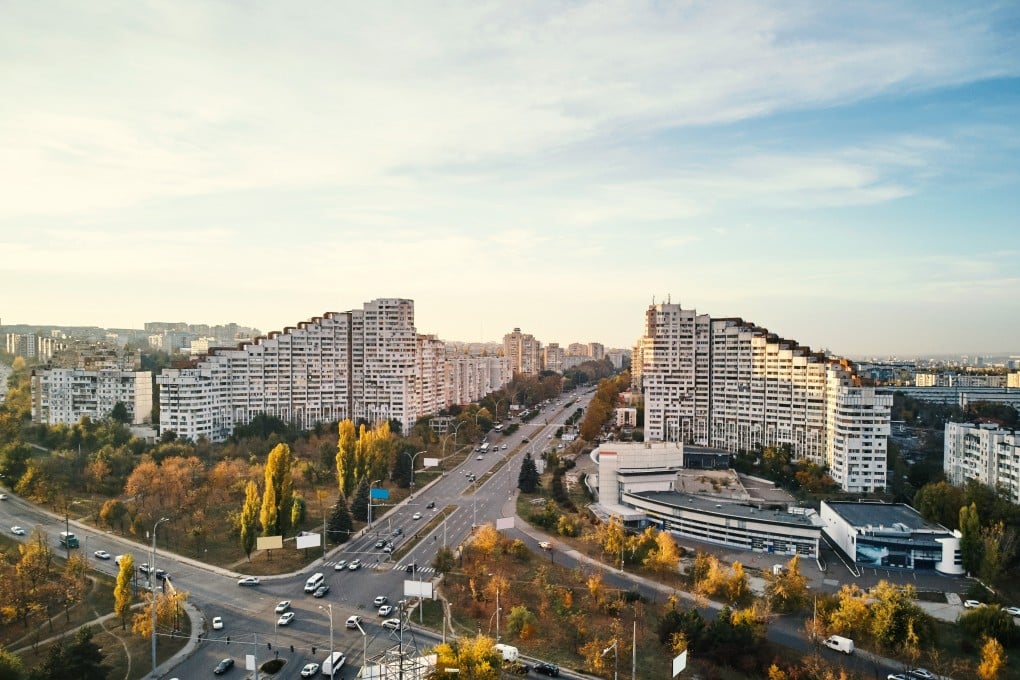 Aerial shot of Gates of the City at sunset in the Moldovan capital of Chisinau. Photo: Shutterstock