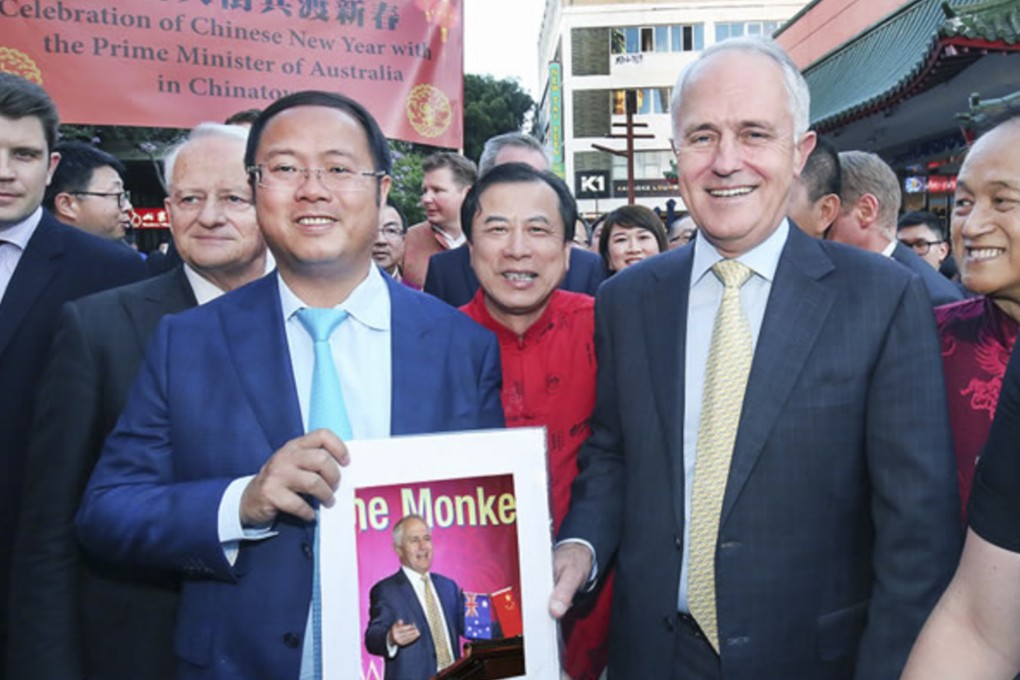 Huang Xiangmo (left) with Malcolm Turnbull in 2016. Photo: Handout