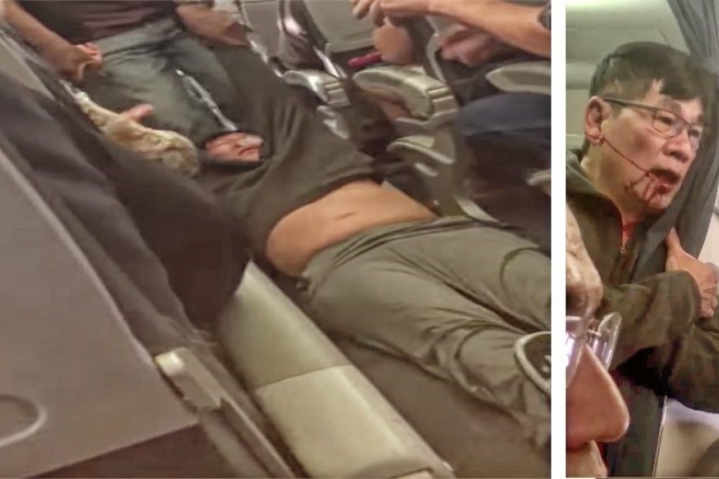 David Dao being dragged down the aisle of a United Airlines flight on April 9, 2017. Photo: Twitter