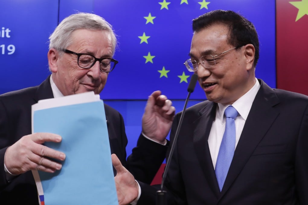 Chinese Premier Li Keqiang and European Commission President Jean-Claude Juncker at the end of the EU-China Summit in Brussels, Belgium. Photo: EPA-EFE