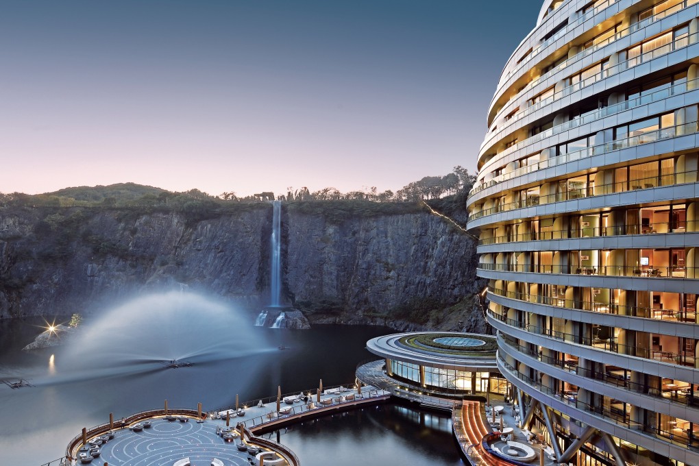 The InterContinental Shanghai Wonderland is built into the side of a decommissioned quarry.