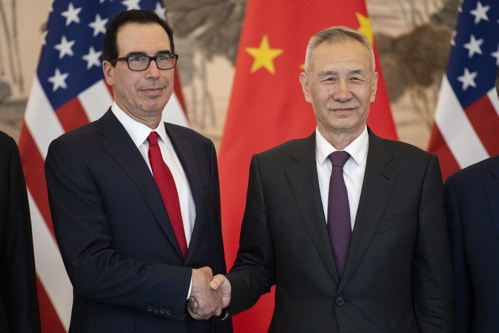 US Treasury Secretary Steven Mnuchin (left) and Chinese Vice-Premier Liu He have reached agreement regarding a major barrier to an end to the trade war. Photo: EPA