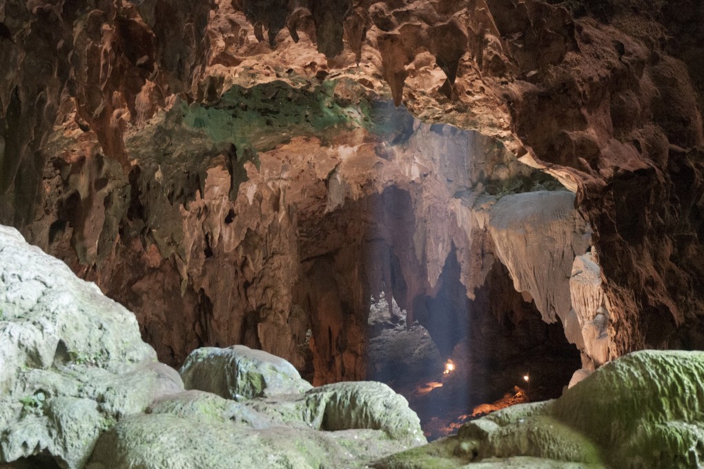 A view of Callao Cave on Luzon Island, in the Philippines, from the rear of the first chamber of the cave, where the fossils of Homo luzonensis were discovered in the direction of the second chamber. Photo: Handout via Reuters