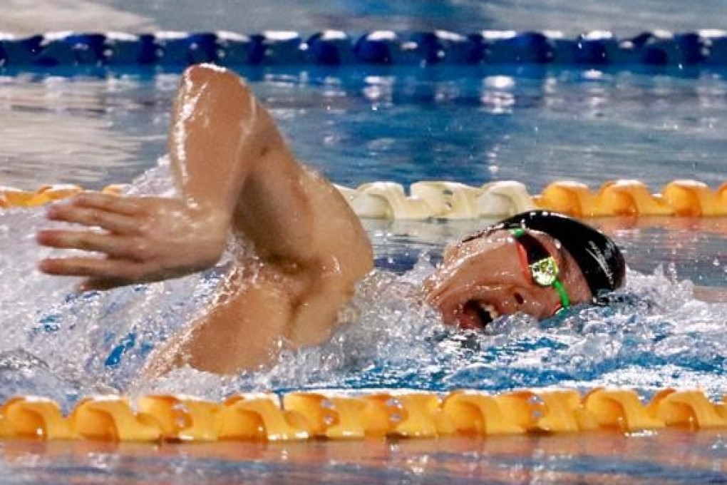 Cheuk Ming-ho on his way to a new Hong Kong record in the men’s 400m freestyle. Photo: Chan Kin-wa