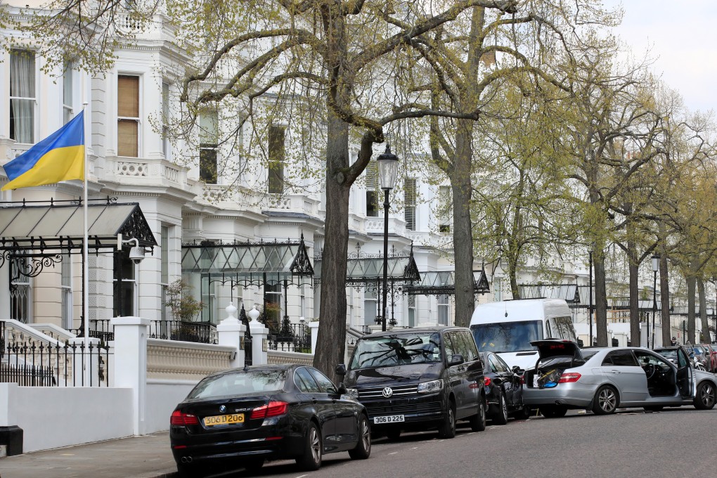 This is the view of the Ukrainian embassy in London after the ambassador’s car was rammed by another vehicle on Saturday, leading to police firing on the suspect. Photo: Reuters