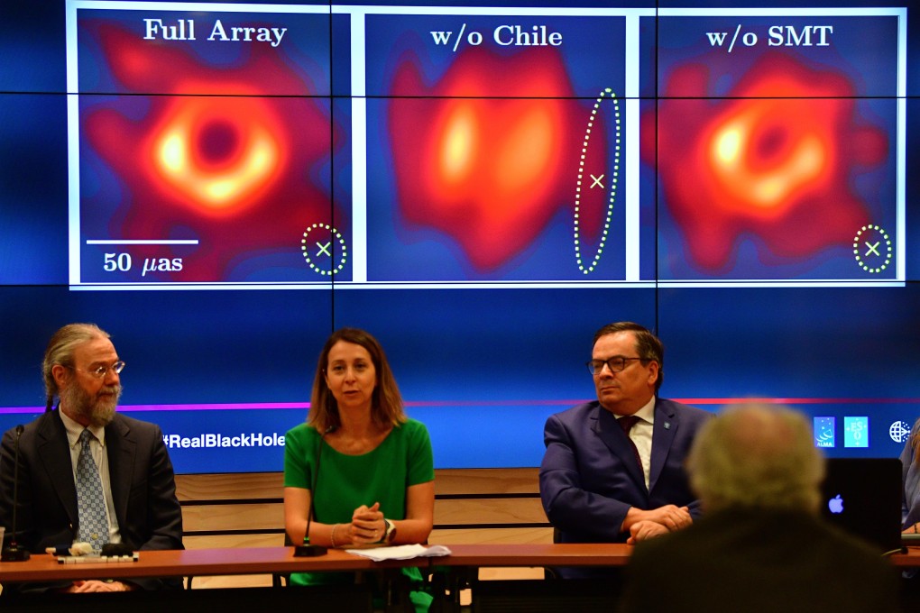(Left to right) Experts Geoffrey Crew, Violette Impellizzeri and Xavier Barcons give a press conference on the hole in Chile on Wednesday. Photo: Xinuha