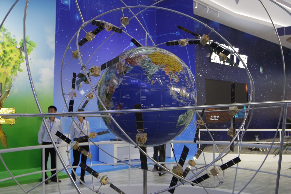 A model of the Chinese Beidou navigation satellite system is displayed during Airshow China 2018. Photo: AP