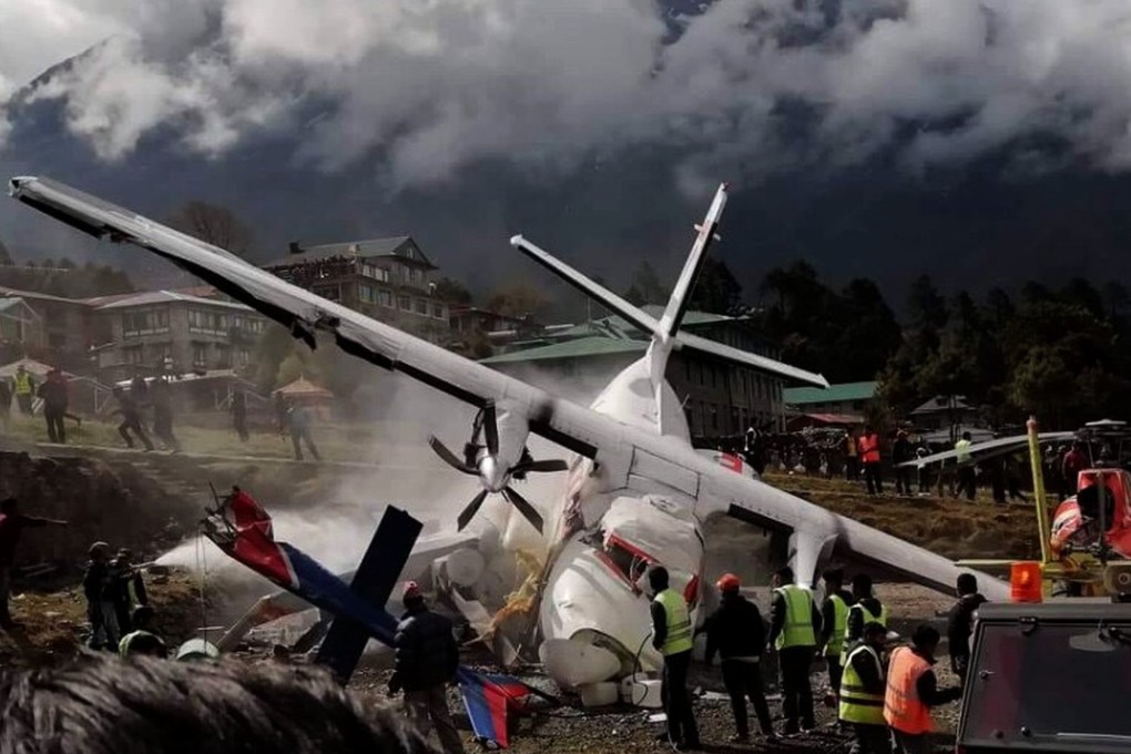 Aircraft collision at Lukla airport in Solukhumbu, Nepal. Photo: Xinhua