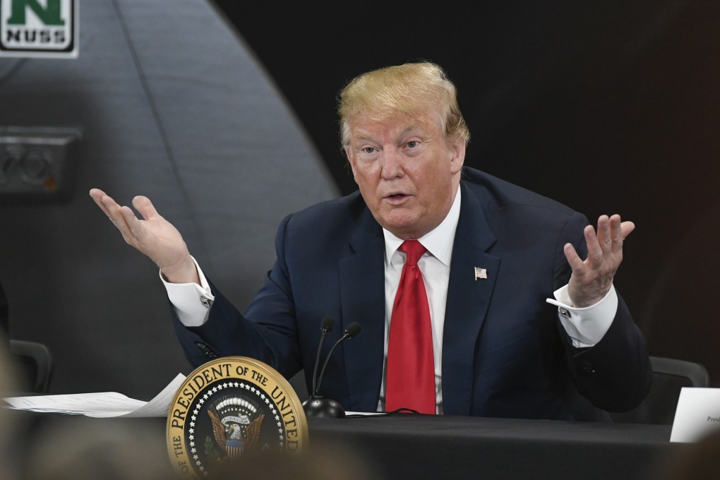 US President Donald Trump at a round table at a trucking and equipment dealership in Burnsville, Minnesota, on Monday, April 15, 2019. Photo: EPA-EFE