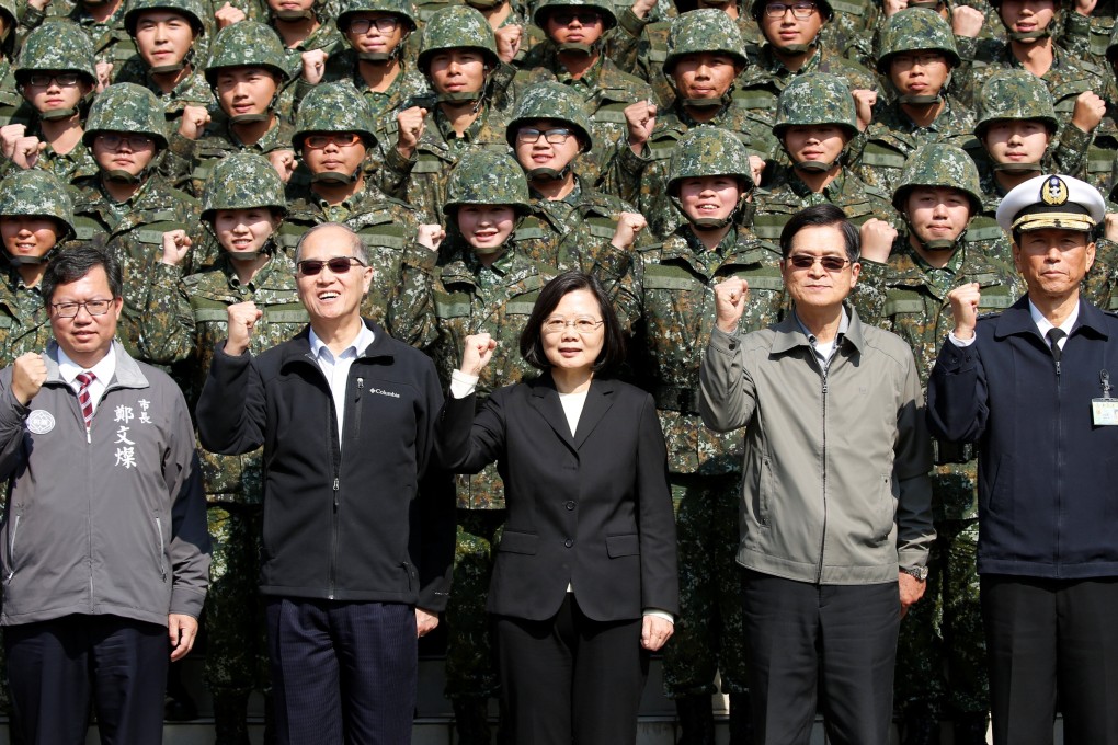 The government of President Tsai Ing-wen (centre), has approved a 5.6 increase in Taiwan’s military spending this year, to US$11.34 billion, with plans for further incremental rises over the next 10 years, mainly in response to threats from mainland China. Photo: Reuters