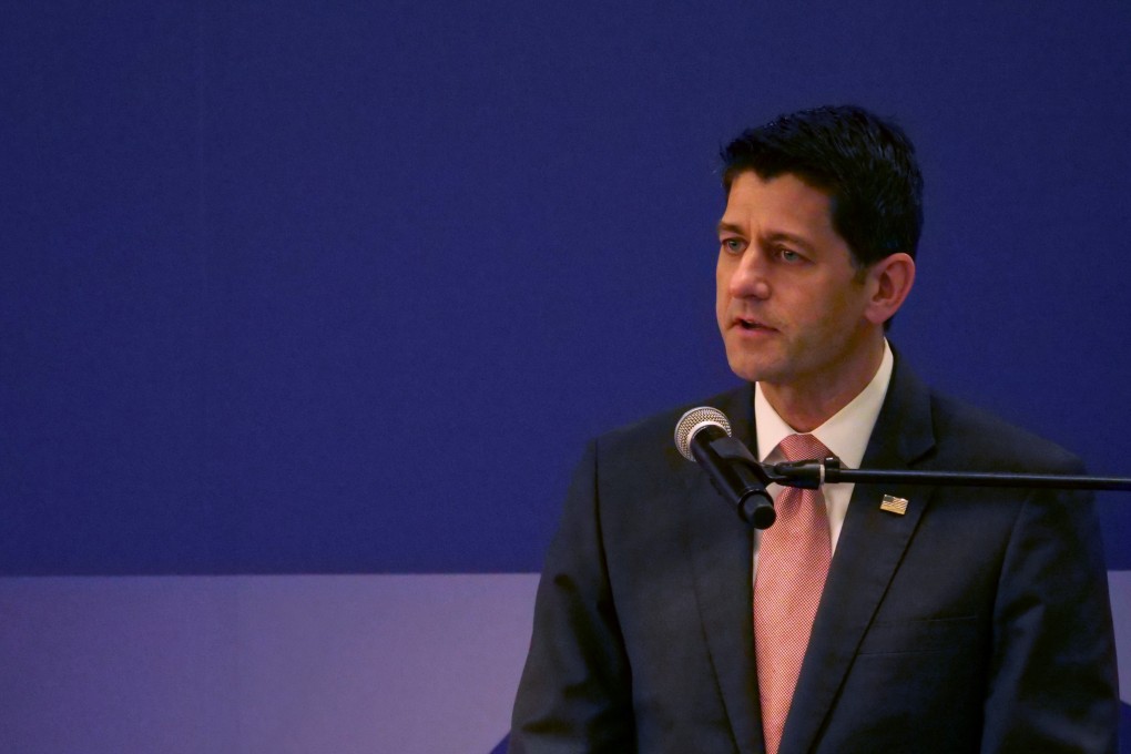 The former speaker of the US House of Representatives, Paul Ryan attended a ceremony at the American Institute in Taiwan to mark the 40th anniversary of the Taiwan Relations Act. Photo: Reuters