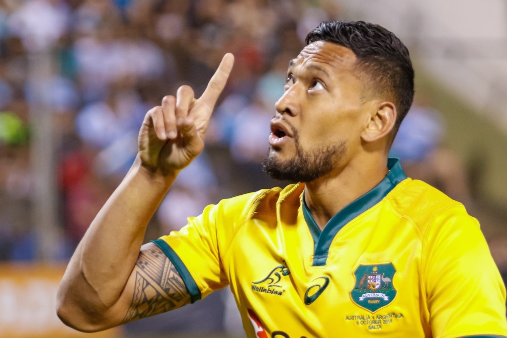 Israel Folau may never play for the Wallabies again because of an anti-gay social media post. Photo: EPA