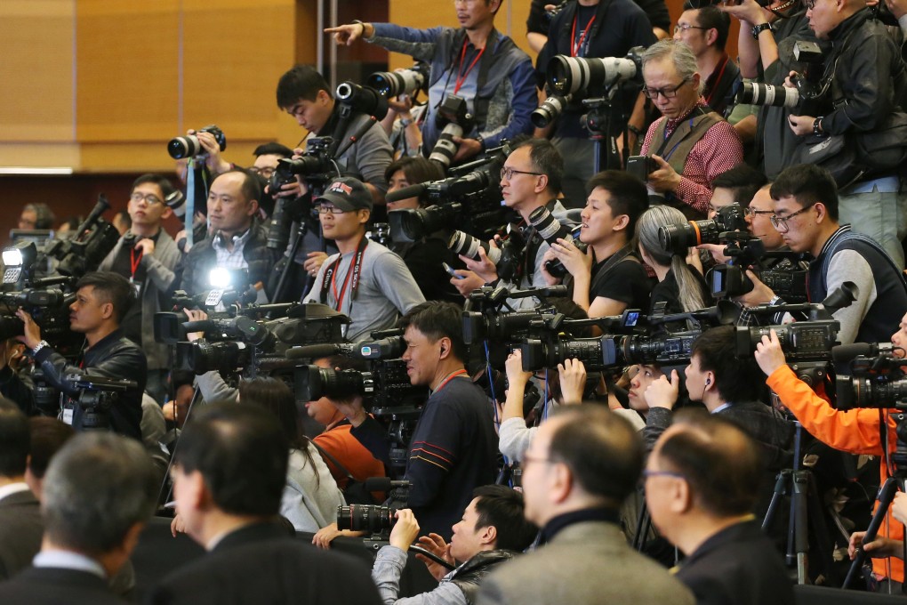 Journalists attend a media session with Hong Kong leader Carrie Lam in 2017. Photo: Felix Wong