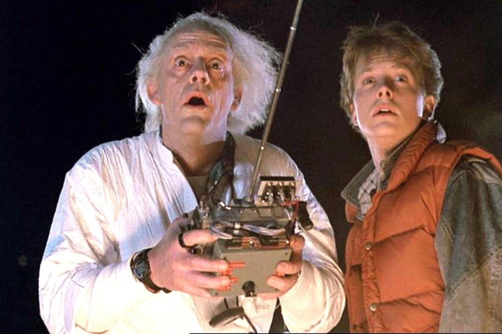Christopher Lloyd (left) and Michael J. Fox in a scene from Back to the Future. Photo: Alamy