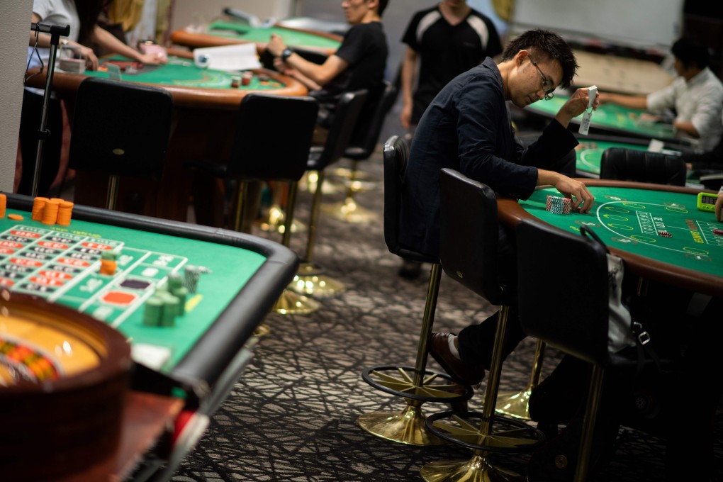 Students practising at the Japan Casino School in Tokyo. Photo: AFP