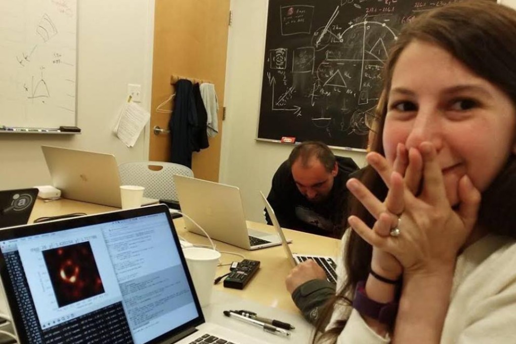 Computer scientist Katie Bouman reacts as the first-ever image of a black hole is displayed on her screen. Photo: Facebook