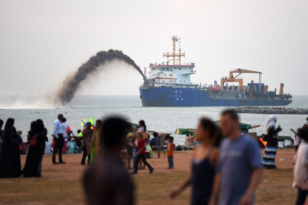 A Chinese dredger at work outside the Port of Colombo in Sri Lanka. Photo: AFP