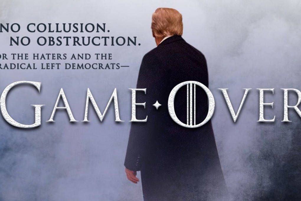 Trump tweeted a Game of Thrones meme featuring the message ‘Game Over’ after the release of Robert Mueller’s Russian collusion investigation report. Photo: Handout
