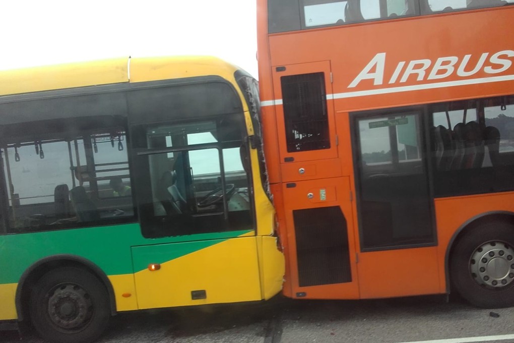 Five buses crashed on Tsing Ma Bridge on Sunday at around 4pm. Photo: Facebook