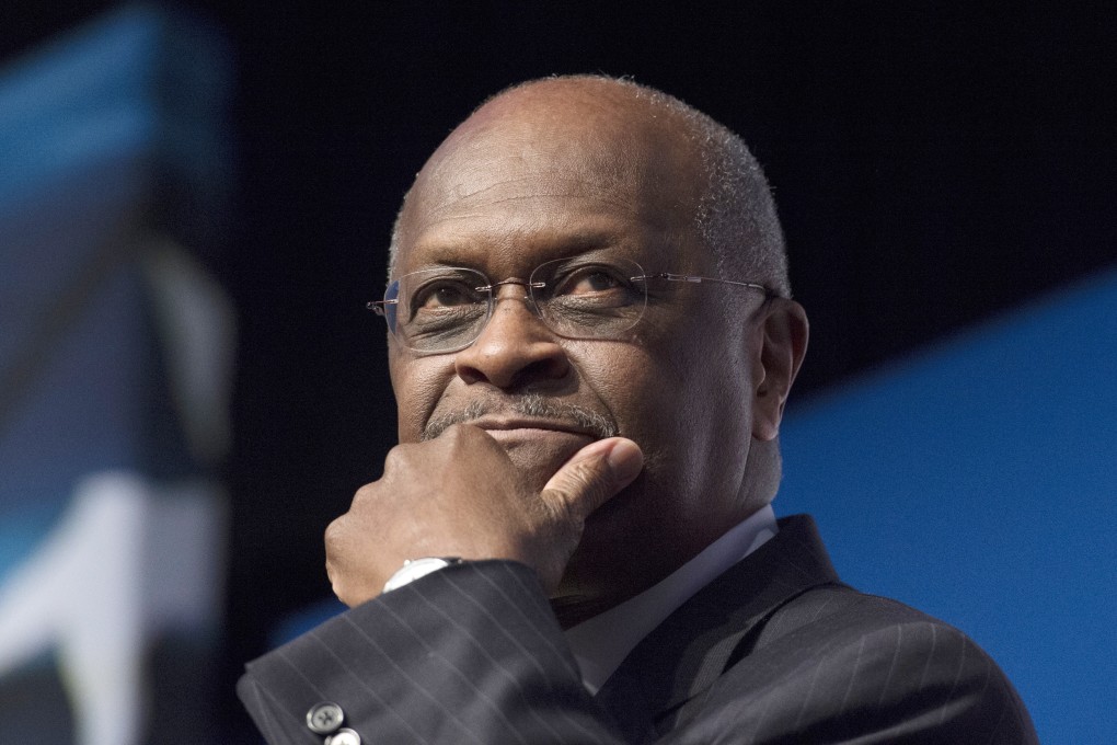 FILE – In this June 20, 2014 file photo, Herman Cain, CEO, The New Voice, speaks during Faith and Freedom Coalition's Road to Majority event in Washington. President Donald Trump said Wednesday, April 10, 2019, that Cain is a “wonderful man,” but it will be up to him to decide whether to go forward with a nomination to the Federal Reserve's seven-member board. (AP Photo/Molly Riley, File)